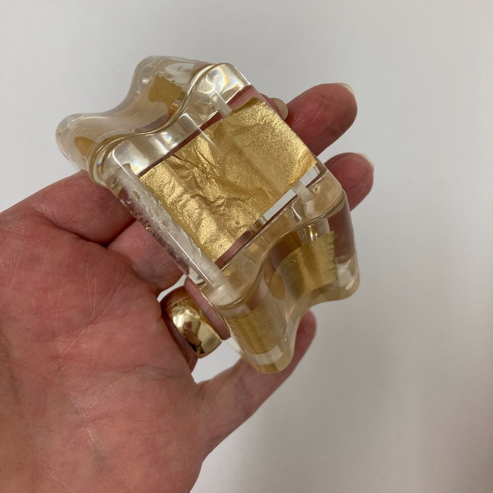 Monies Style Lucite & Gold Leaf Stretch Bracelet